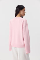 Moncelia Ottilia Cotton-Blend Crew Neck Drop Shoulder Sweater