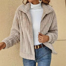 Moncelia Diletta Plush Lapel Collar Short Coat