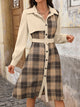 Fleurette Plaid Patchwork Shirt Dress