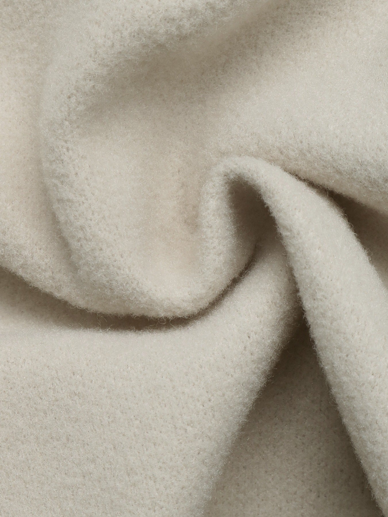 Margo & Main cream wool blend short coat — close-up of the soft brushed wool blend fabric