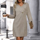 Moncelia Gioia Ribbed Knit Button V-Neck Sweater Dress