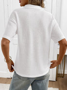 Moncelia Mabel Textured Knit Polo Top
