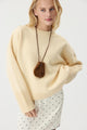 Moncelia Ottilia Cotton-Blend Crew Neck Drop Shoulder Sweater
