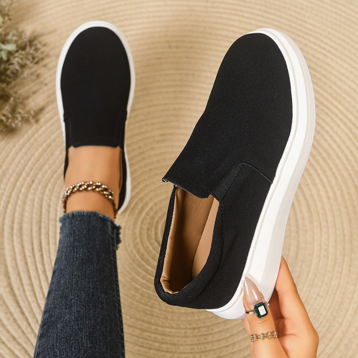 Margo & Main – Janna black platform slip-on sneakers, padded collar detail, US women's sizes