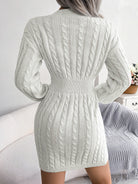 Moncelia Michela Cable-Knit Smocked-Waist Sweater Dress
