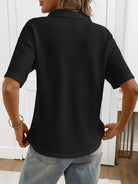 Moncelia Mabel Textured Knit Polo Top