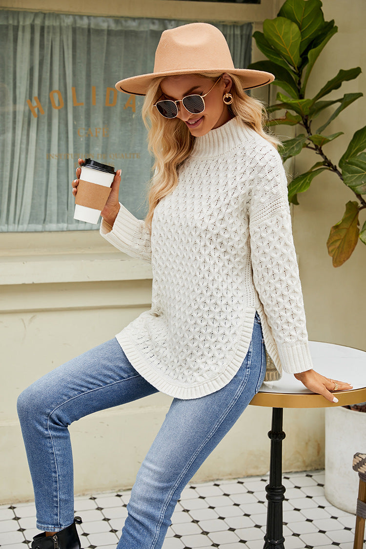 Moncelia Gaelle Textured Mock Neck Tunic Sweater