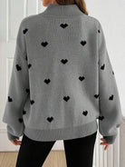 Moncelia Signy Heart Print Quarter-Zip Sweater