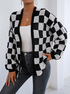 Moncelia Avielle Deer Plush Checkerboard Cardigan