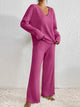 Moncelia Esra Ribbed Knit Wide-Leg Lounge Set
