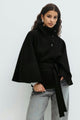 Moncelia Anneke Button-Front Belted Cape Coat