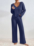 Moncelia Esra Ribbed Knit Wide-Leg Lounge Set