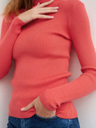 Moncelia Dagny Cotton-Blend Ribbed Knit Turtleneck Sweater