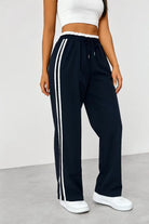 Moncelia Fausta Side-Stripe Pull-On Track Pants