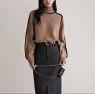 Moncelia Ornella Contrast Piping Turtleneck Sweater
