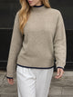 Zinnia Contrast Trim Mock Neck Sweater