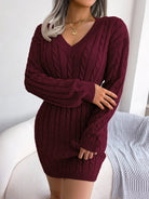 Moncelia Michela Cable-Knit Smocked-Waist Sweater Dress