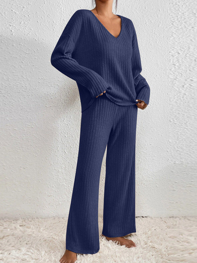 Moncelia Esra Ribbed Knit Wide-Leg Lounge Set