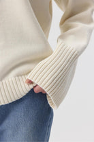 Moncelia Ottilia Cotton-Blend Crew Neck Drop Shoulder Sweater