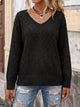 Moncelia Eliane Pointelle V-Neck Knit Pullover