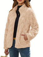 Moncelia Pilar Checkered Fleece Zip-Up Jacket
