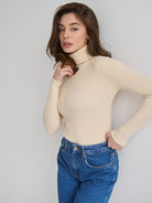 Moncelia Dagny Cotton-Blend Ribbed Knit Turtleneck Sweater