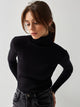 Moncelia Dagny Cotton-Blend Ribbed Knit Turtleneck Sweater