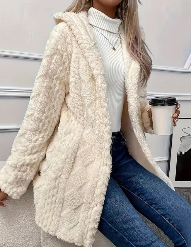 Moncelia Embla Hooded Sherpa Fleece Button Jacket