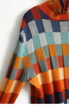 Moncelia Ravelyn Patchwork Check Turtleneck Sweater