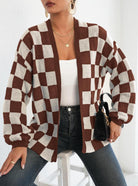 Moncelia Avielle Deer Plush Checkerboard Cardigan