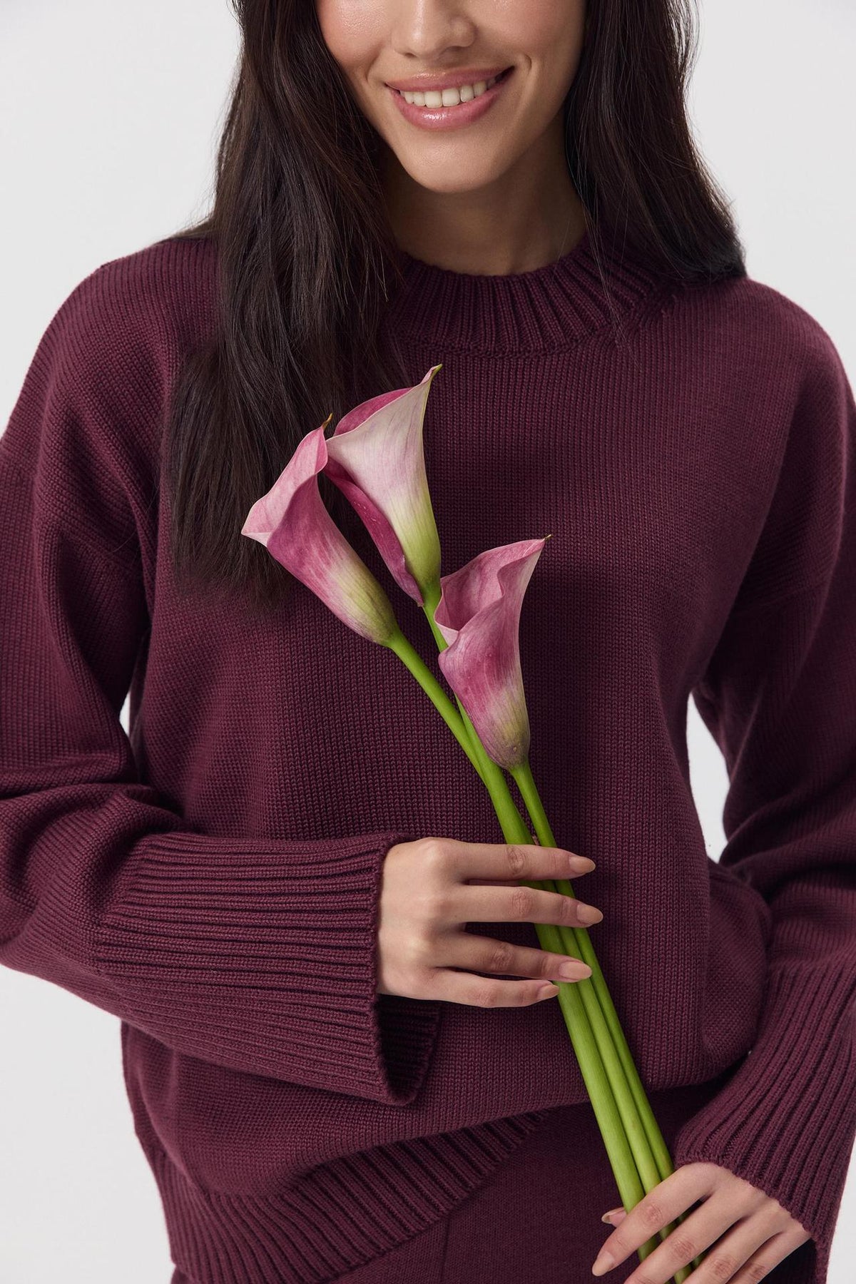 Moncelia Ottilia Cotton-Blend Crew Neck Drop Shoulder Sweater