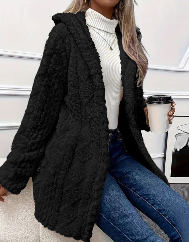 Moncelia Embla Hooded Sherpa Fleece Button Jacket