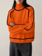 Moncelia Ornella Contrast Piping Turtleneck Sweater