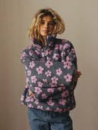 Moncelia Aurore Floral Sherpa Half-Zip Pullover