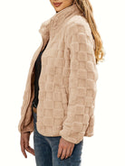 Moncelia Pilar Checkered Fleece Zip-Up Jacket