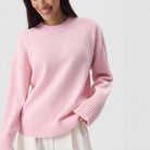 Moncelia Ottilia Cotton-Blend Crew Neck Drop Shoulder Sweater