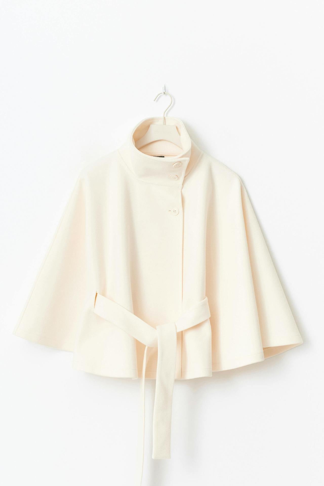 Moncelia Anneke Button-Front Belted Cape Coat