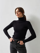 Moncelia Dagny Cotton-Blend Ribbed Knit Turtleneck Sweater