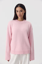 Moncelia Ottilia Cotton-Blend Crew Neck Drop Shoulder Sweater