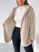 Moncelia Marzia Hooded Ribbed Plush Fleece Jacket