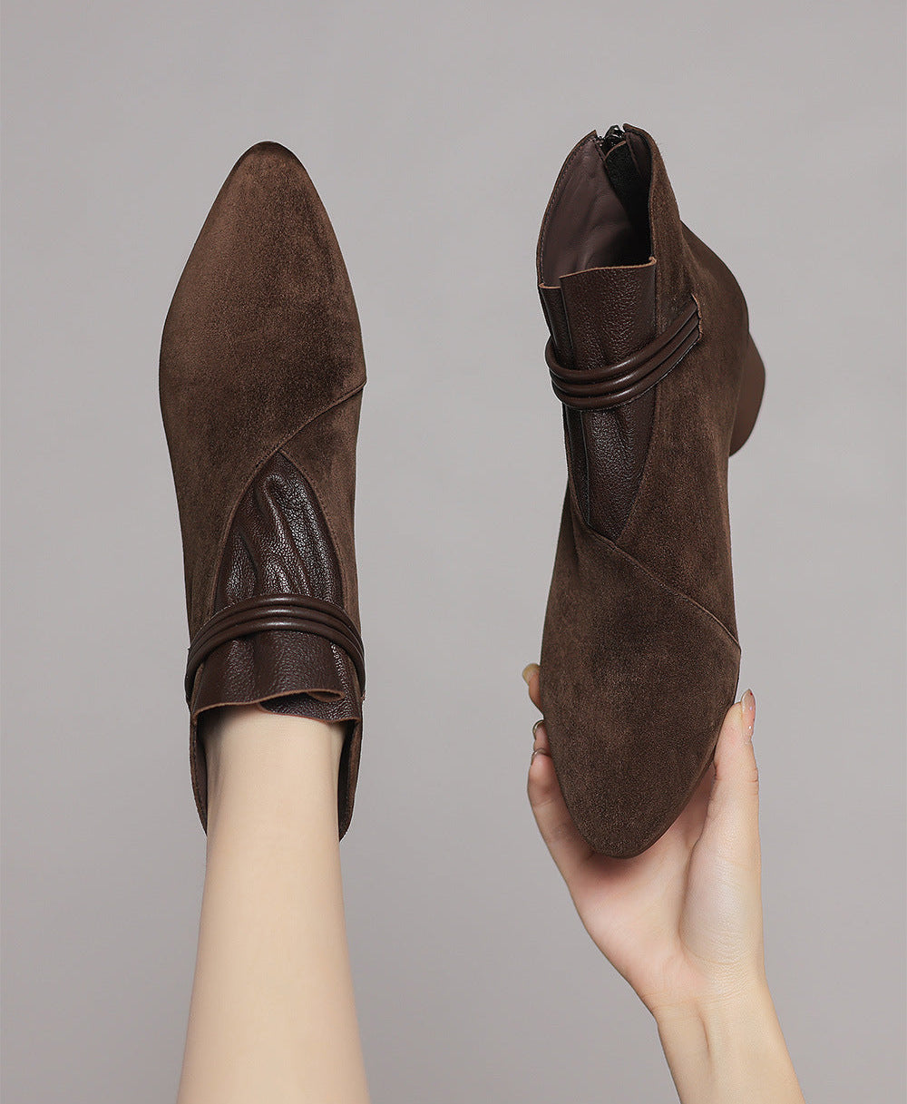 Moncelia Fabia Pointed-Toe Faux Suede Ankle Boots