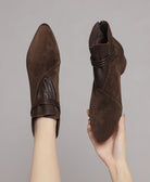 Moncelia Fabia Pointed-Toe Faux Suede Ankle Boots
