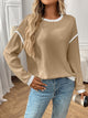 Moncelia Bruna Contrast-Trim Ribbed Knit Top