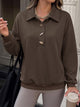Antonia Collared Half Button Sweatshirt