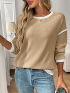 Moncelia Bruna Contrast-Trim Ribbed Knit Top