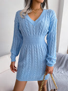 Moncelia Michela Cable-Knit Smocked-Waist Sweater Dress