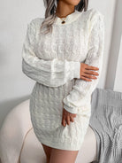 Moncelia Domitia Crew Neck Textured Sweater Dress