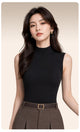 Moncelia Fulvia Ribbed Mock Neck Sleeveless Knit Top