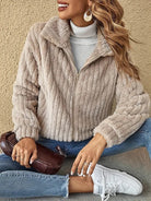 Moncelia Diletta Plush Lapel Collar Short Coat