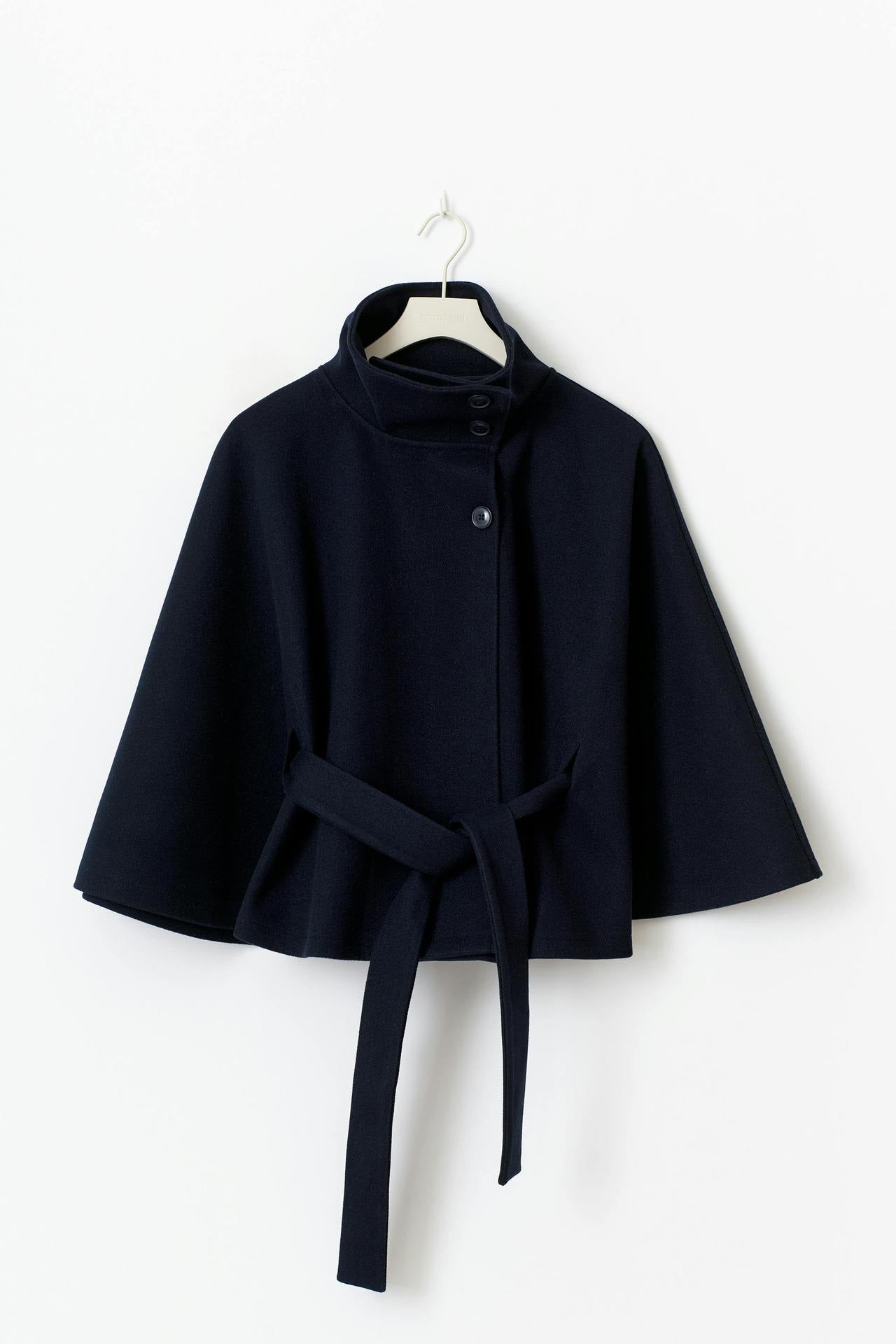 Moncelia Anneke Button-Front Belted Cape Coat